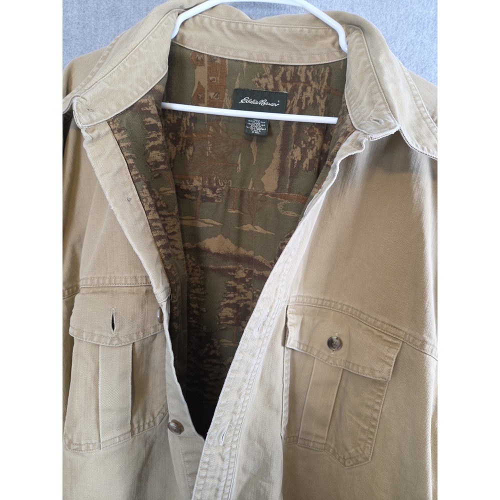 Eddie Bauer 2XL TALL Hunting Camo Print Lined Shacket Vintage Outdoor Gorpcore